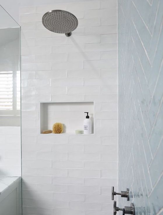 Doe herleven Gemarkeerd helper badkamer visgraat Half Tile mat wit 7,5 x 30 cm per m2 online bestellen -  TEGELinfo