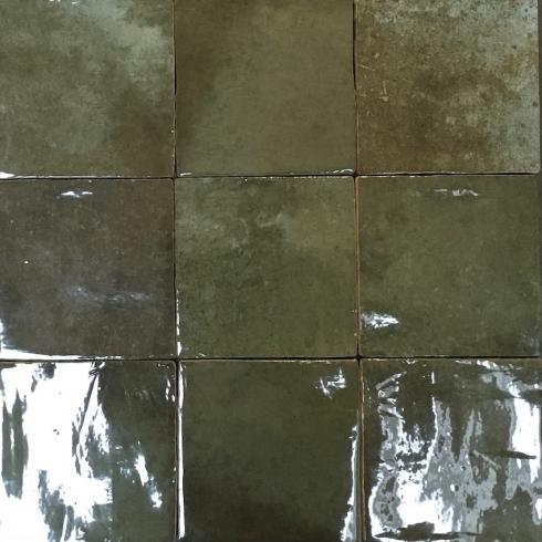     Crafted square dark green donkergroen glanzende tegelmix 13 x 13 cm per m2
