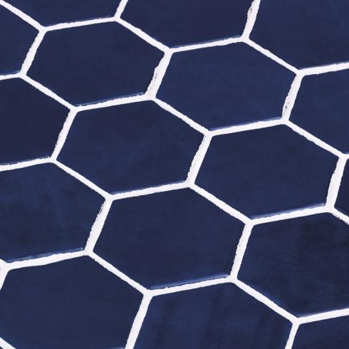     Hexagon XL glasmozaiek petrol blauw glanzend 5 x 5 cm op matje per 0,49 m2
