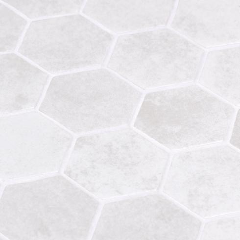     Hexagon XL glasmozaiek wit grijs glanzend 5 x 5 cm op matje per 0,49 m2
