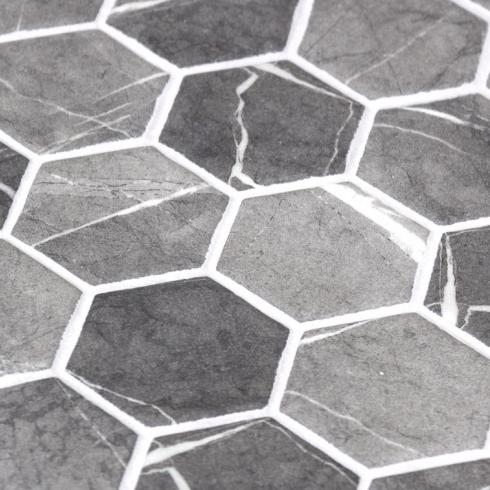     Hexagon XL glasmozaiek antislip marmerlook grijs gemêleerd mat 5 x 5 cm op matje per 0,49 m2
