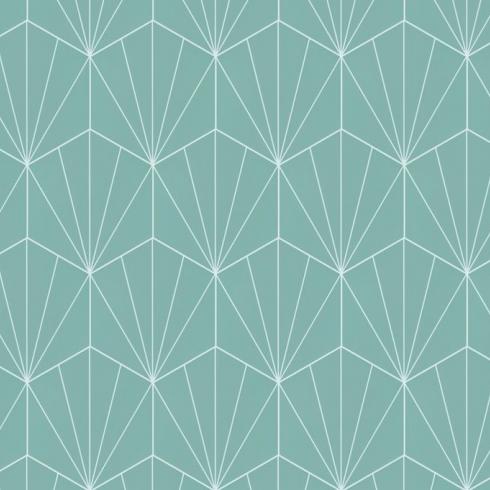 
    6 hoek tegel in turquoise met wit lijnenspel keramische hexagon

