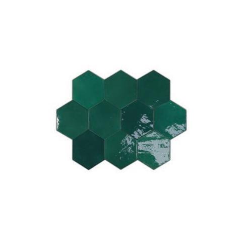     Cairo Hexagon donkergroen glanzende mix wandtegeltje 10,7 x 12,4 cm per 0,38 m2
