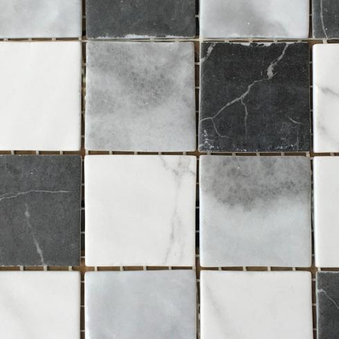     Glasmozaïek marmerlook zwart wit grijs 5 x 5 cm op matje per m2
