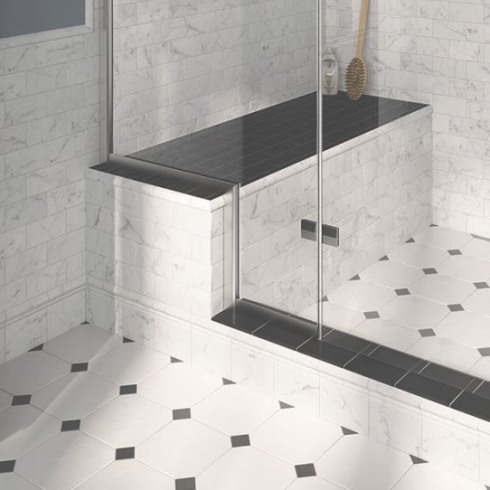     Marmer look pencil tegel wit glanzend bullnose 1 afgewerkte kant 3 x 15 cm
