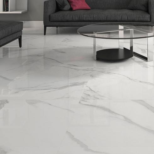    Anima glanzend witte marmerlook 59,5 x 59,5 cm rtt wand- en vloertegel per 1,44 m2
