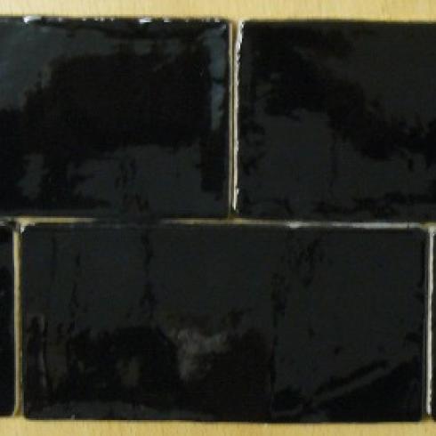     .Half Tile black zwart glanzend 7,5 x 15 cm per 0,5 m2
