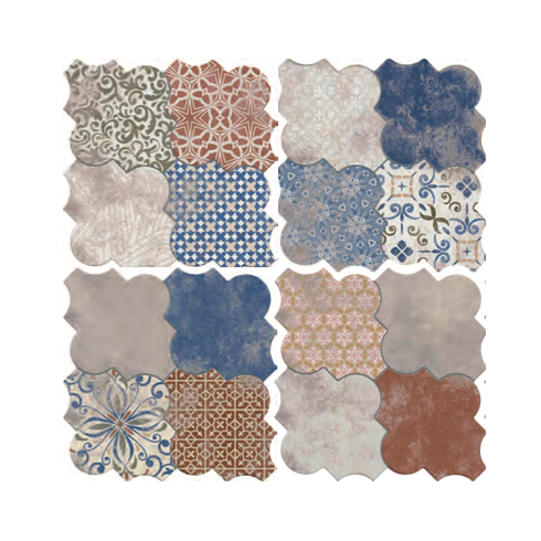     Lantaarntegel decor patchwork matte vloer-en wandtegel 4 op 1 tegel 45 x 45 cm per 1,25 m2
