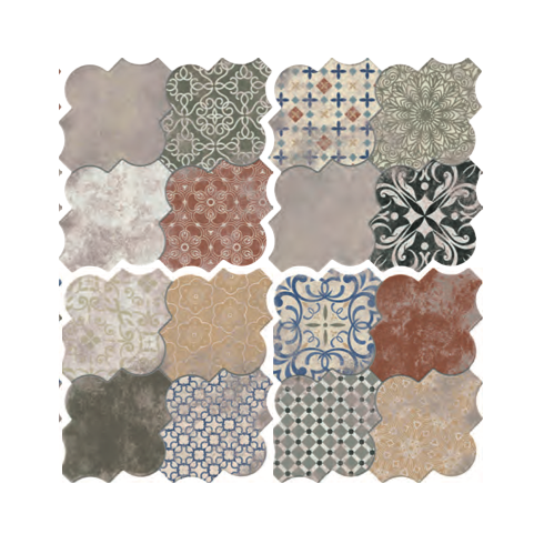     Lantaarntegel decor patchwork matte vloer-en wandtegel 4 op 1 tegel 45 x 45 cm per 1,25 m2
