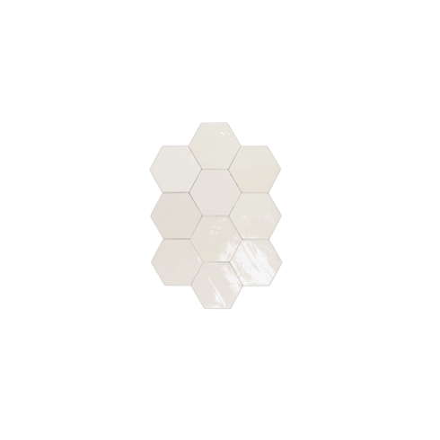     Cairo Hexagon off white glanzende mix wandtegeltje 10,7 x 12,4 cm per 0,38 m2
