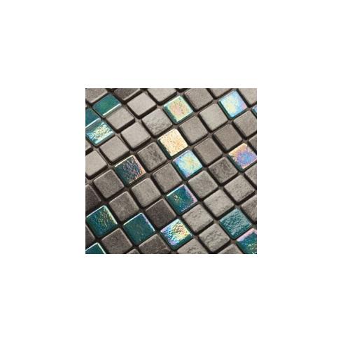    PS IRIS Lena mozaiek mix metallic blauw donkergrijs parelmoer 2,5 x 2,5
