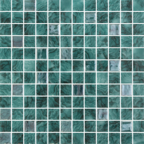     Ariana donker groen turquoise glanzend mozaïek 2,5 x 2,5 cm per 2 m2
