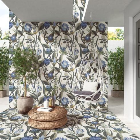     Tropical mat decor protea lavendelkleurig vloertegels 20 x 20 cm set van 36 tegels
