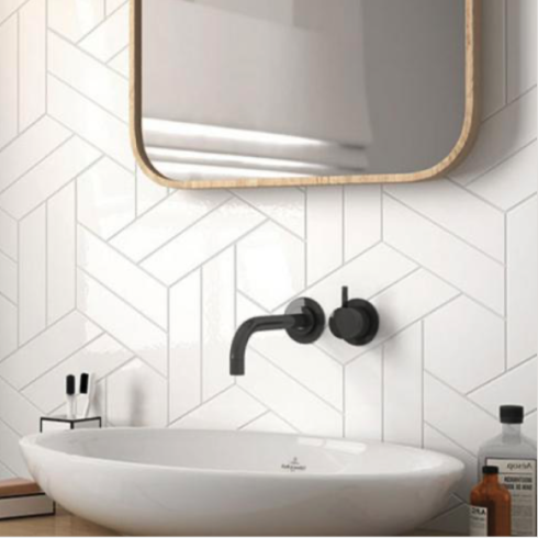     Hongaarse punt chevron wit mat wandtegel Rechts 18,6 x 5,2 cm per 0,5 m2
