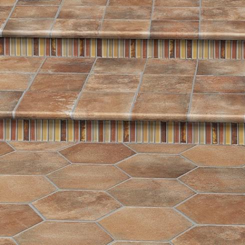     Hexagon XL terracotta look rood mat antislip wand- en vloertegel 28,5 x 32,5 cm per 1,05 m2
