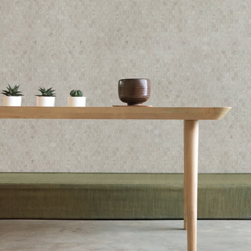     hexagon antislip limestone zandkleur mozaïek 2,7 x 3 cm op matje per 0,53 m2
