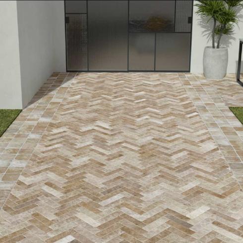     Visgraat vloertegel beige 6,2 x 23,5 cm per 0,58 m2
