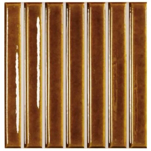     Small stripes okerbruin glanzende wandtegel 11,6 x 11,6 cm per 0,4 m2
