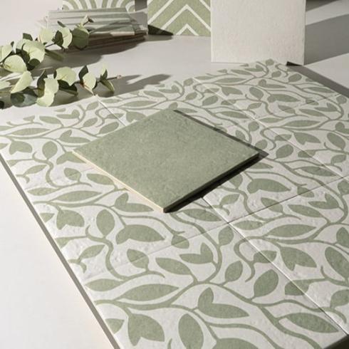     Behanglook bloem groene wand- en vloertegel 20x20cm per m2
