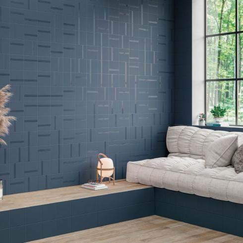     Linea donkerblauwe matte wand- en vloertegel 15x15cm per 0,55m2
