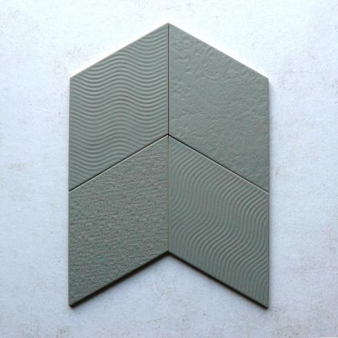     Ruitvormig reliëf decor mat groen wand- & vloertegel 14 x 24 cm per m2
