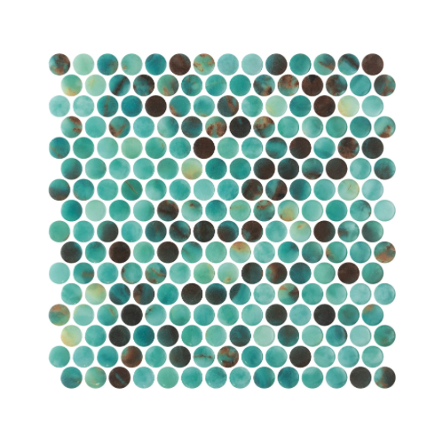     Penny glasmozaiek tegelrondjes turquoise bruin 28,7 x 28,5 cm per 0,98 m2

