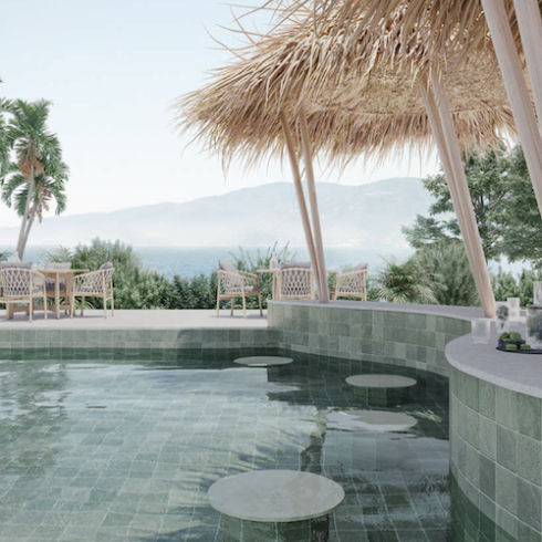     Abdij antislip tegel groen natuursteen look 11 x 11 cm per 0,36 m2
