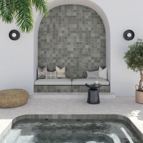     Abdij antislip tegel antracite natuursteen look 11 x 11 cm per 0,36 m2 
