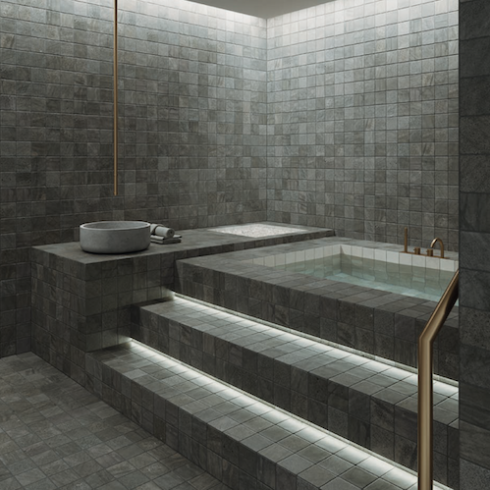     Abdij antislip tegel antracite natuursteen look 11 x 11 cm per 0,36 m2 
