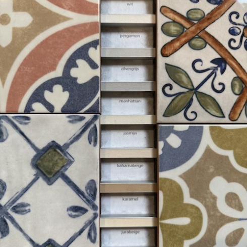     Regionale kleurrijke tegeltjes in 10 decors 15 x 15 cm per m2
