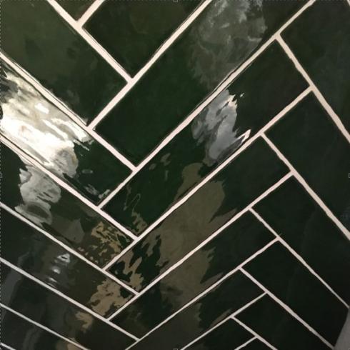     City half tile victorian green visgraat tegel 7,5x30 cm
