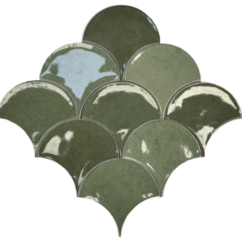     Waaier grasgroene mix vissenschub wandtegel 12,5 x 12,5 cm per 0,21 m2
