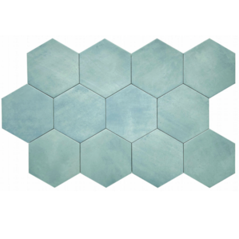    Hexagon Suez mat lichtblauw tegel 14 x 16 cm vloer- en wandtegel per 0,44m2 
