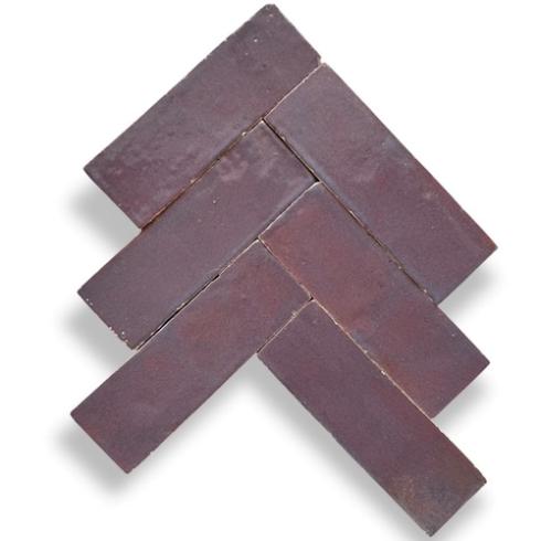     Geglazuurde visgraat Marokkaanse Bejmat aubergine tegel 5 x 15 cm per 0,8 m2
