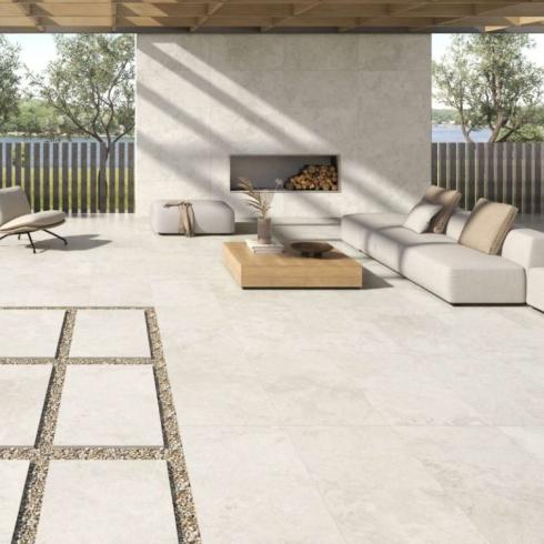     Cemento stonelook tegel wit 59,5 x 119,2 cm rtt per 1,42 m2
