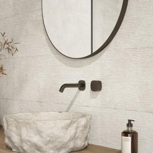     Cemento stonelook wandtegel wit fijn relief mat 29,5 x 90 cm rtt per 1,59 m2
