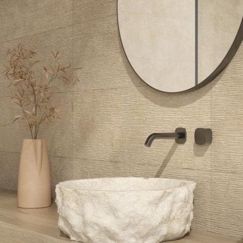     Cemento stonelook wandtegel amber fijn relief mat 29,5 x 90 cm rtt per 1,59 m2
