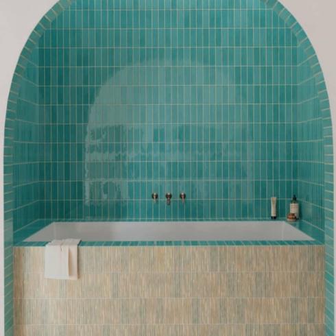     Bejmat look Aquarelle lichtblauw 5 x 15 cm per 0,53 m2
