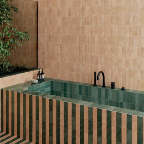     Bejmat look Aquarelle groen 5 x 15 cm per 0,53 m2
