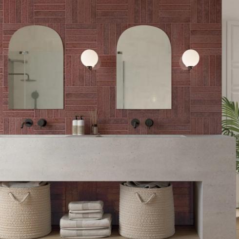     Wandtegel gemêleerd oud roze 5 x 25 cm per 0,75 m2
