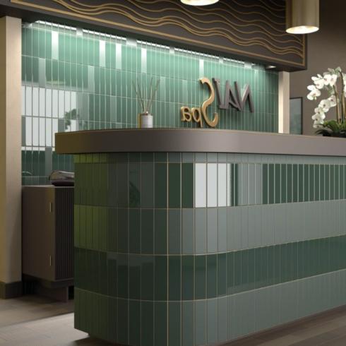     Kustlijn liso donkergroen glans 5 x 20 cm wandtegels per 0,60m2
