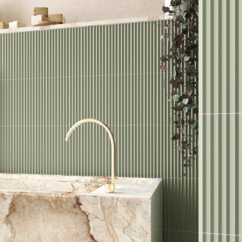     Kustlijn vloed sage groen glans 5 x 20 cm wandtegels per 0,42m2
