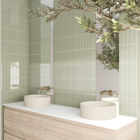     Kustlijn eb sage groen glans 5 x 20 cm wandtegels per 0,42m2

