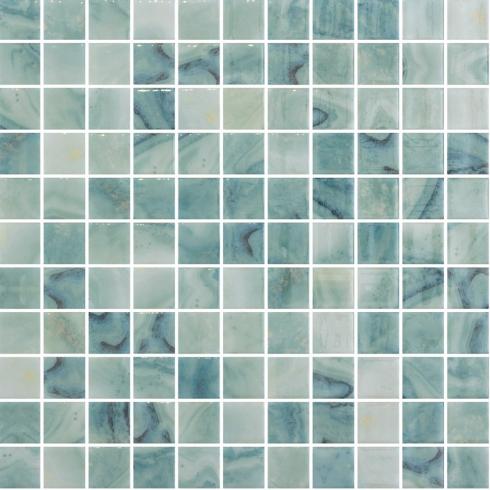     Zeegroen glanzend mozaïek 2,5 x 2,5 cm per 2 m2
