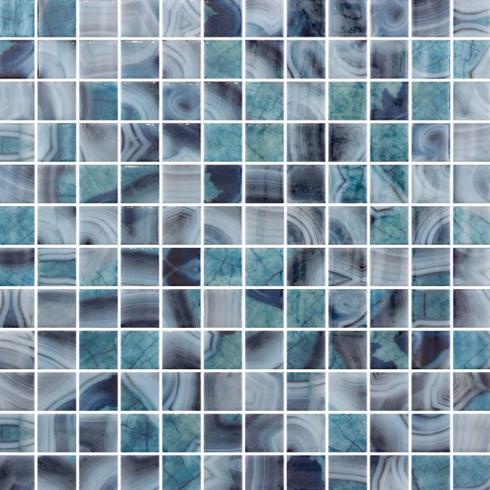     Zeeblauw grijs glanzend mozaïek 2,5 x 2,5 cm per 2 m2
