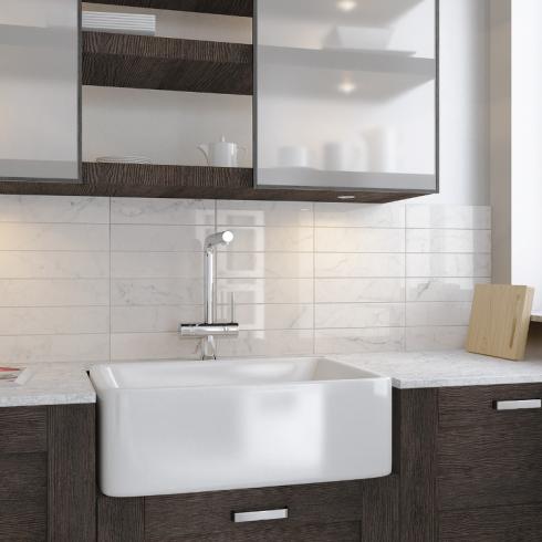     Marmer look half tile wit glans wandtegel 7,5 x 30 cm per m2
