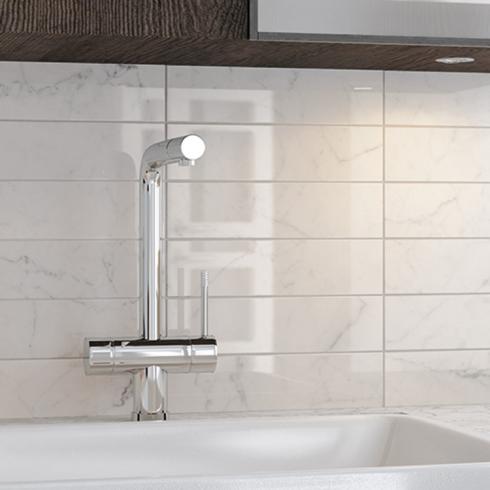     Marmer look half tile wit glans wandtegel 7,5 x 30 cm per m2
