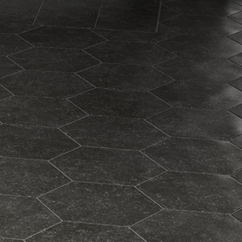 Dwang Kruiden regisseur Natuursteenlook hexagon zwart antraciet wand- en vloertegel 25,4 x 29,2 cm  per m2 online bestellen - TEGELinfo