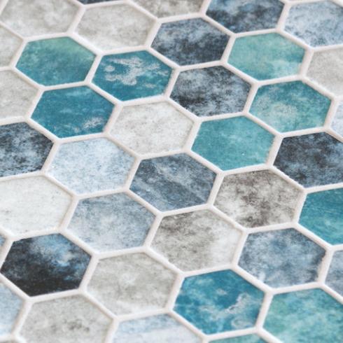     hexagon roxy mix mozaïek 2,7 x 3 cm op matje per m2
