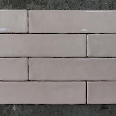     Small half tile pink roze mix 5 x 25 cm glanzend per 1,2 m2
